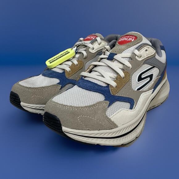 Skechers Go Run Mens Size 10 Sneakers Consistent 2.0 Retro Runner V1 Taupe Blue - Picture 4 of 9